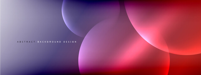 Vector abstract background liquid bubble circles on fluid gradient with shadows and light effects. Shiny design templates for text