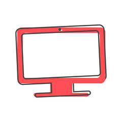 Vector illustration of a modern computer monitor. Monitor cartoon style on white isolated background.