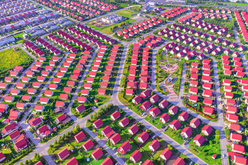 Housing in suburban area aerial