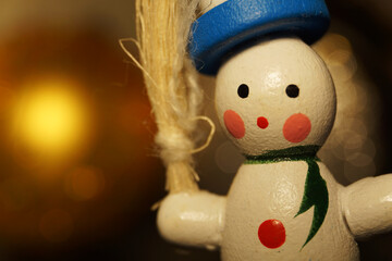 No-name christmas toy for decorating christmas tree. Little toy snowman in a minimalist style. The...