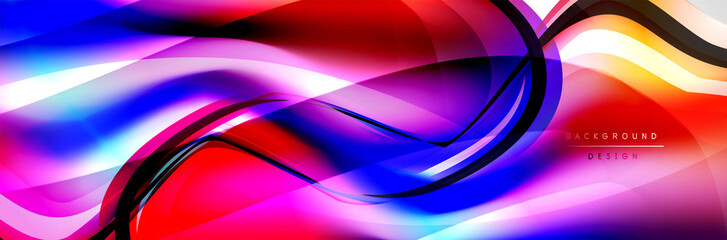 Vector abstract background, flowing liquid style bubble with metallic, color quicksilver chrome texture and color glow effects