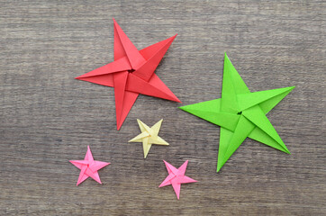 Fototapeta na wymiar Paper origami stars