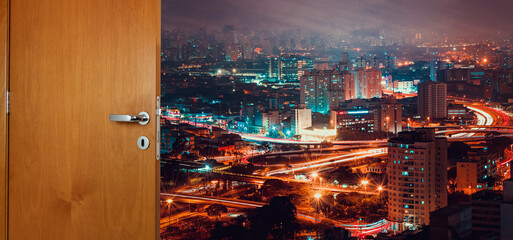 Travel concept image. Opening the door to a new special place.