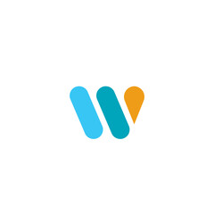 Separated letter W simple flat logo and icon design