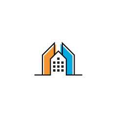 Simple flat real estate and mortgage logo design