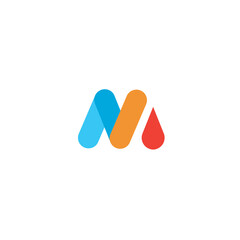 Letter N M simple flat logo with liquid drop design
