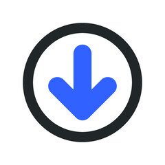down arrow icon design black and blue