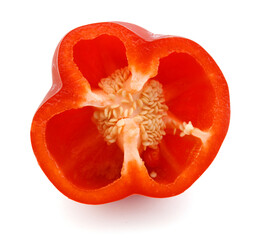 halved red sweet pepper, isolated on a white background