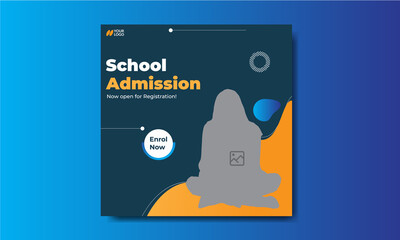 Trendy school admission social media banner template design