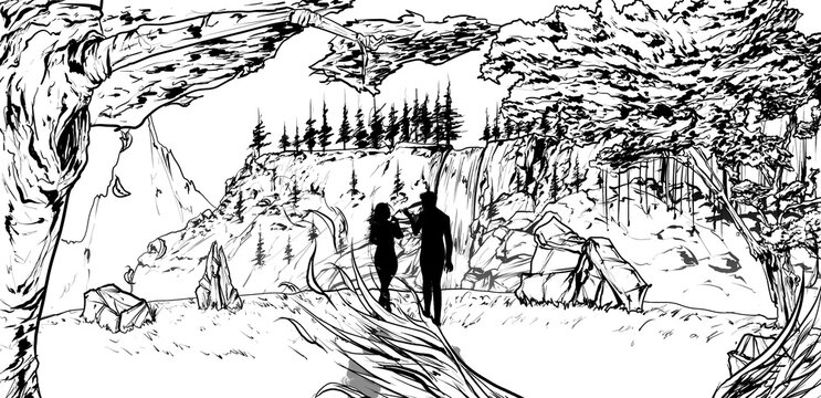Adam and Eve in the garden of eden 