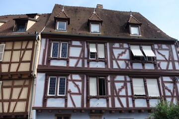 Façade de maison à colombages à Colmar