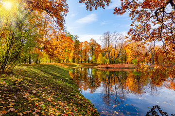 Alexander park in fall, Pushkin (Tsarskoe Selo), St. Petersburg, Russia