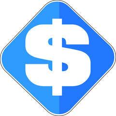 Dollar sign blue icon on white background.icon for website design, mobile app, ui. Vector Illustration
