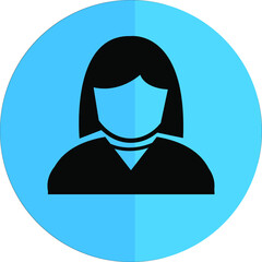 girl blue icon on white background.icon for website design, mobile app, ui. Vector Illustration
