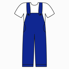 Naklejka premium Blue jumpsuit with a white t-shirt