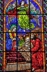 Fototapeta premium Death of Saint Joseph,stain glass