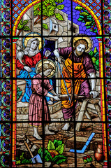 Holy Family stain glass