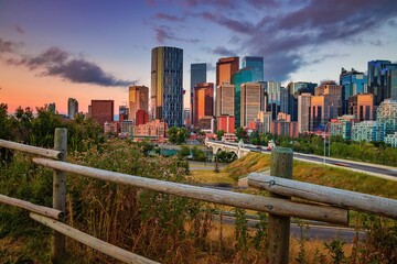 Downtown Calgary Skyline Under A Cloudy Sky 