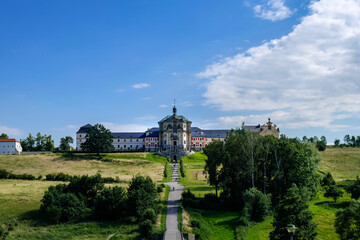 Fototapeta na wymiar Front shot of baroque hospital castle Kuks in the Czech Republic