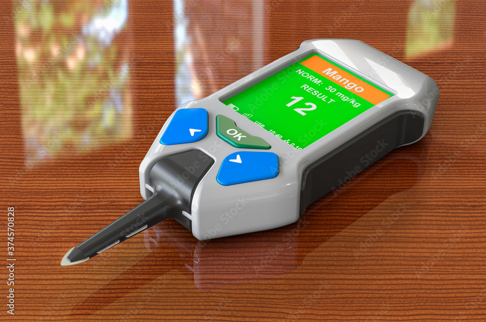 Poster nitrate tester on the wooden table. 3d rendering