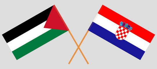 Crossed flags of Palestine and Croatia