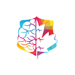 Creative brain and maple leaf logo design. Canada business sign.
