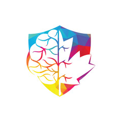 Creative brain and maple leaf logo design. Canada business sign.