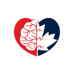 Creative Heart brain and maple leaf logo design. Canada business sign.