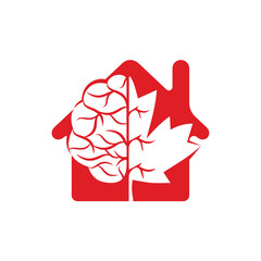 Creative Home brain and maple leaf logo design. Canada business sign.