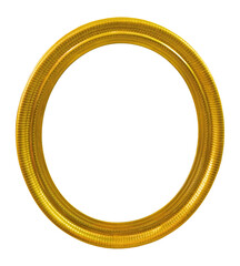 Golden oval frame for paintings, mirrors or photo isolated on white background. Design element with...