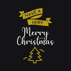 Merry Christmas - Creative typography lettering for Holiday Gift card isolated on white background EPS Vector 
