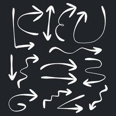 Set of rough hand drawn, grunge, handmade elements arrows, waypoints EPS Vector