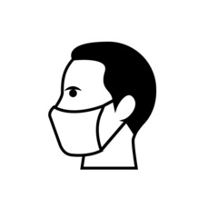 vector icon of a man wearing a face mask