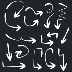 Set of rough hand drawn, grunge, handmade elements arrows, waypoints EPS Vector