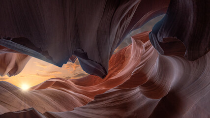 antelope canyon in arizona, usa - background and travel concept. Art and abstract concept in the famous Canyon Antelope near page, arizona, usa.  © emotionpicture