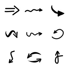 Set of rough hand drawn, grunge, handmade elements arrows, waypoints isolated on white background EPS Vector