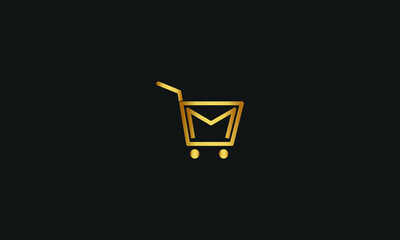 D, M, DM Letter with Cart Logo Template vector icon illustration design. Letter D M Online Shop Logo