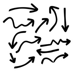 Set of rough hand drawn, grunge, handmade elements arrows, waypoints isolated on white background EPS Vector