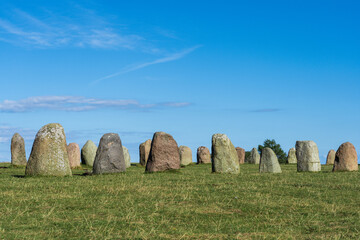 Ale Stones (Ales stenar) Is a megalithic monument of 59 large boulders and is 67 meters long. This landmark is located in Kåseberga, Sweden.