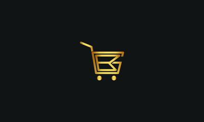 G, B, BG, GB Letter with Cart Logo Template vector icon illustration design. Letter G B Online Shop Logo