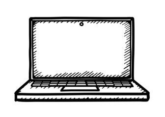 vector illustration of a laptop in sketch style