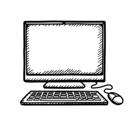 vector illustration of a computer in sketch style