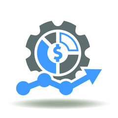 Obraz premium Gear diagram dollar growth chart icon vector. Financial Statistics Analytics Logo. Finance Banking Investment Analysis Symbol.