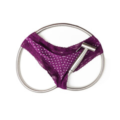 Bidet shower in the shape of buttocks with purple panties