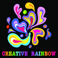 Creative rainbow text and bright colourful splash