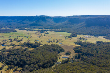 Aerial view of Kanimbla Valley in The Blue Mountains in Australia