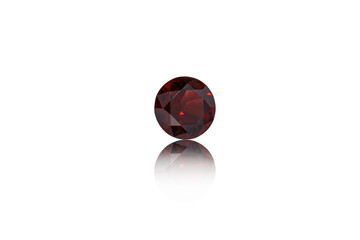 macro mineral stone cut Garnet on a white background