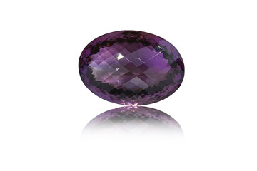 macro mineral stone cut Amethysts on a white background