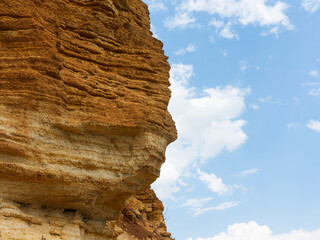 Mountain landslide disaster in sesmically dangerous area. Large cracks in earth, descent of large...