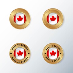 Golden badge icon with Canada country flag.
